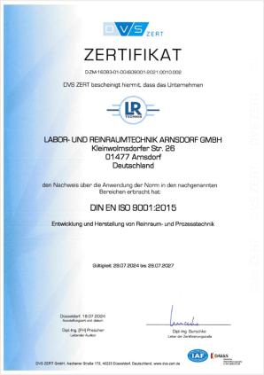 Zertifikat DIN EN ISO 9001:2015